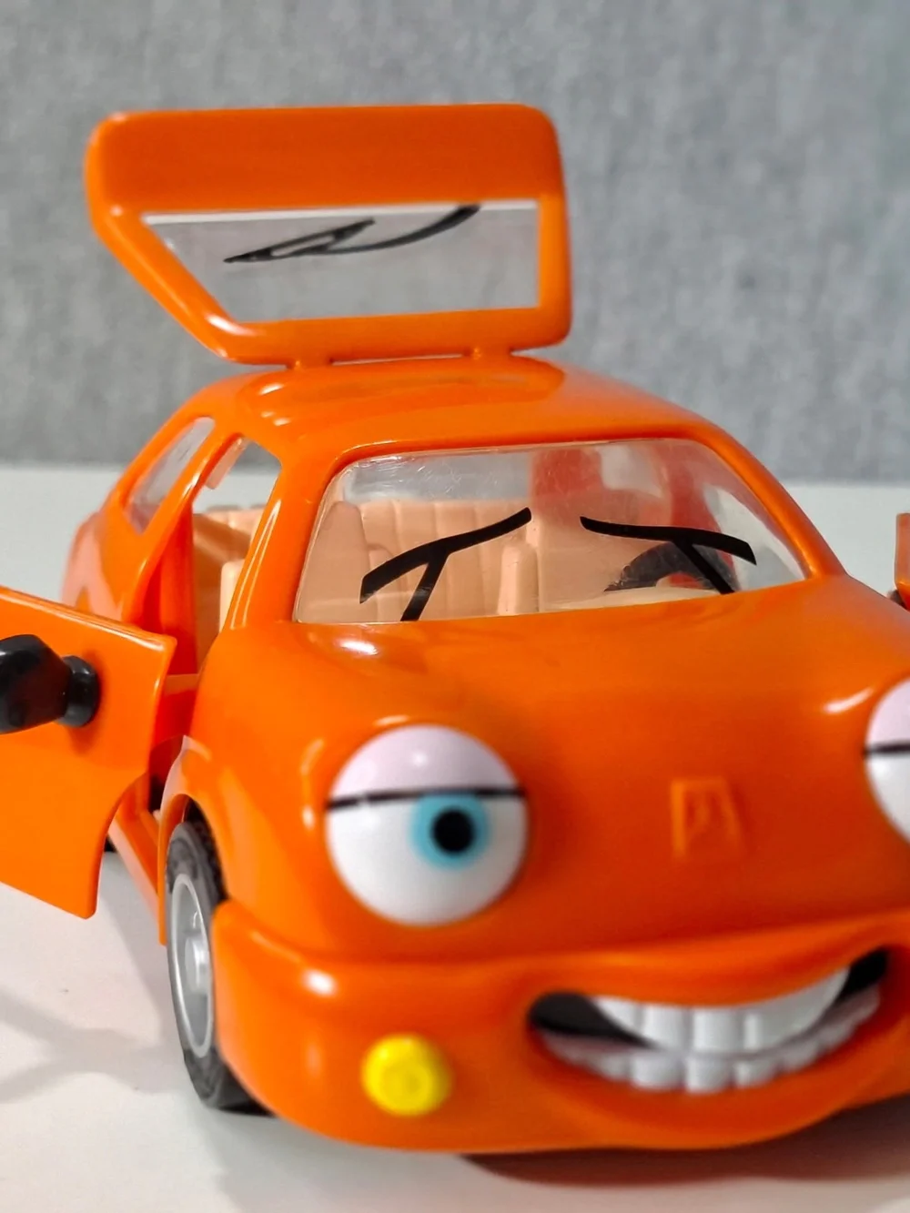 Disney Rare CARS  Orange Cartoon Face Toy Car with Blue Eyes